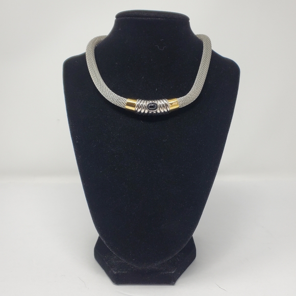 Vintage Silver toned robe chain choker with gold toned pendent - Picture 1 of 5